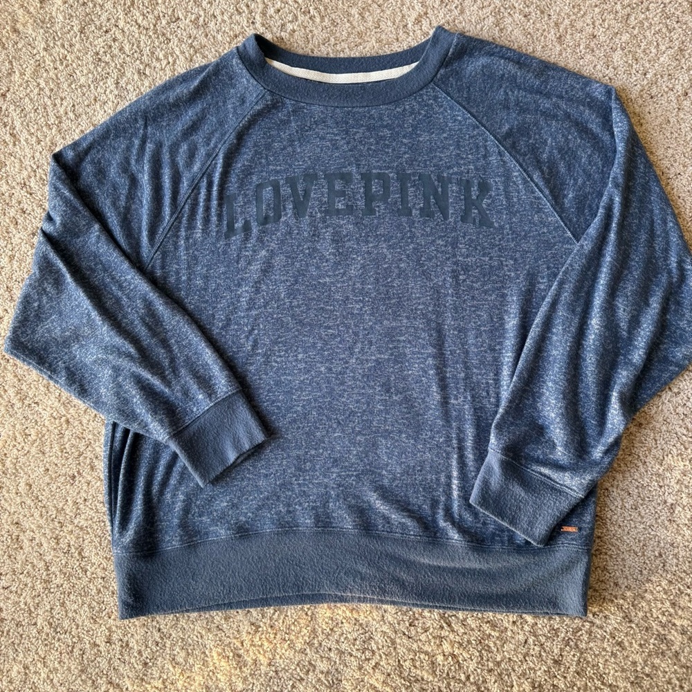 PINK Victoria's Secret — LOVE PINK Heathered Blue Crewneck Sweater
